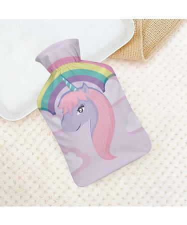 Rainbow Unicorn Hot Water Bottle with Plush Cover - Hand Warmer for Adults & Kids - 26.5x15.3cm | International Shipping Available - Buy Online on GoSupps.com