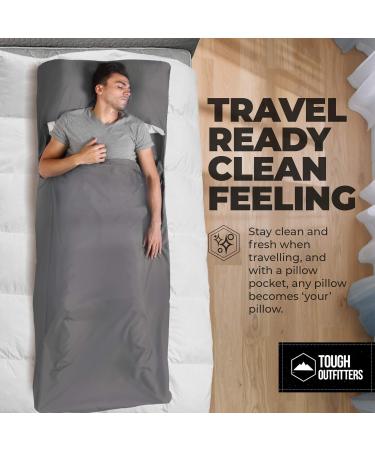 Cotton Sleeping Bag Liner - Lightweight Travel Sheet for Adults - Ideal for Camping, Backpacking & Hostels - Gray Sleep Sack with Zipper - Buy Online on GoSupps.com