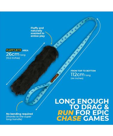 Tug-E-Nuff Sheepskin Chaser Tug | Durable Dog Tug Toy Chaser with Extra Long Handle | Ideal for Interactive Dog Training | 100% Responsibly-sourced Sheepskin | Size 47 x 12 inches Green Pattern - Buy Online on GoSupps.com