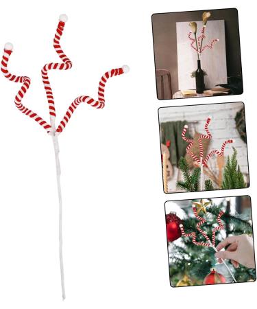 Unomor 5pcs Small Candy Canes Candies Plush Pine Branch Faux Candy Iron Wire Red - Buy Online on GoSupps.com