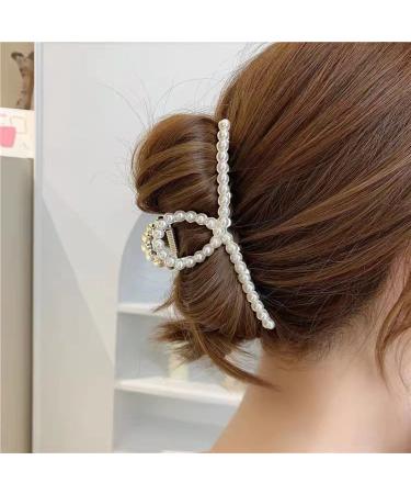 Gold Pearl Hair Clips for Women and Girls - Large Jumbo Claw Clip for Thick Hair - Metal Hair Accessory - Buy Online on GoSupps.com