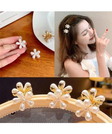 Mini Pearl Flower Hair Claw Clips - Set of 20 | Sweet Daisy Design | Decorative Hair Accessories for Women and Girls - Buy Online on GoSupps.com
