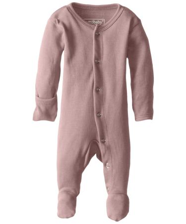 L'Ovedbaby Girls' Organic Baby Snap Footie 0-3 Months Mauve