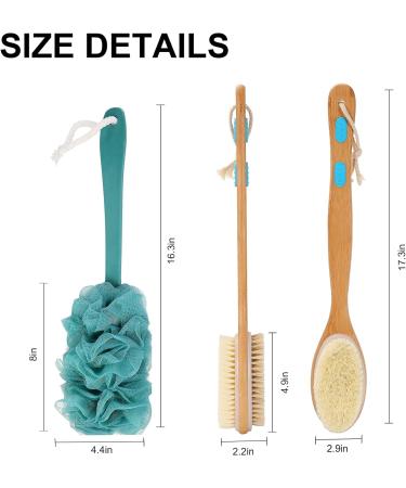 2 Pack Bath Brush Set: Long-Handled Luffa Brush & Double-Sided Bristle Brush with Hooks - Buy Online on GoSupps.com