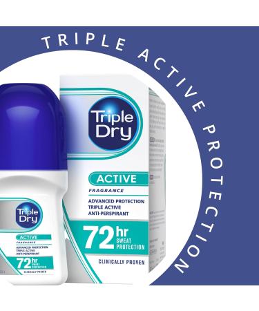Triple Dry Women Active Fragrance Anti-Perspirant Roll On 50ml - 72-Hour Protection - Fights Odour - Clinically Proven - Female Roll On - Buy Online on GoSupps.com
