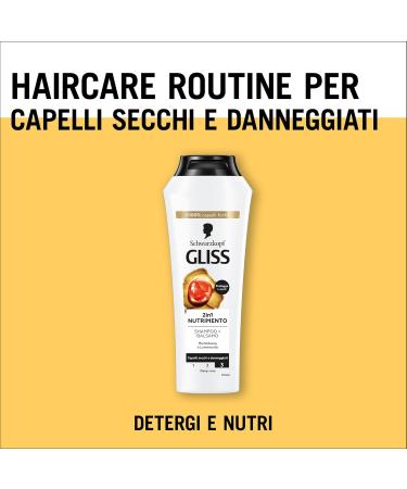  Gliss Gliss Schwarzkopf Gliss 2-in-1 Nutrition Shampoo & Conditioner Healthy Hair Softness and Brightness for Normal Hair with Hydrolyzed Keratin and Floral Nectar Pack of 6 x 250 ml - Buy Online on GoSupps.com