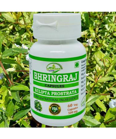 Bhringraj Capsules for Men & Women | Premium Ayurvedic Herbal Supplement | 500 mg | 60 Veggie Capsules | Natural Eclipta Prostrata | 240 Count - Buy Online on GoSupps.com