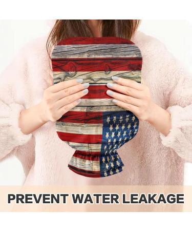 American Flag Wood Heat Bottle with Cover - Pain Relief Water Bag for Headaches (1L) | International Shipping - Buy Online on GoSupps.com