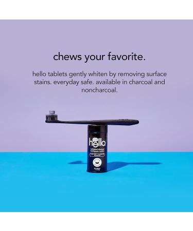 Hello Activated Charcoal Teeth Whitening Travel Toothpaste Tablets - Eco-Friendly Vegan Fluoride-Free SLS-Free Gluten-Free Fresh Mint & Coconut Oil TSA Compliant - 60 Tablets (Pack of 2 - Buy Online on GoSupps.com