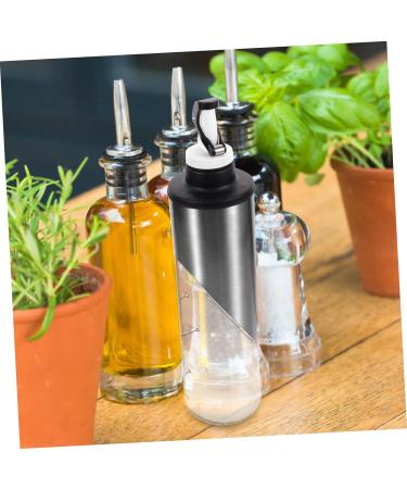 Zerodeko Glass Oil Bottle 2pcs Condiment Bottles Vegetable Oil Metal Glass Condiment Dispenser 27.5X7CMx2pcs Silverx2pcs - Buy Online on GoSupps.com
