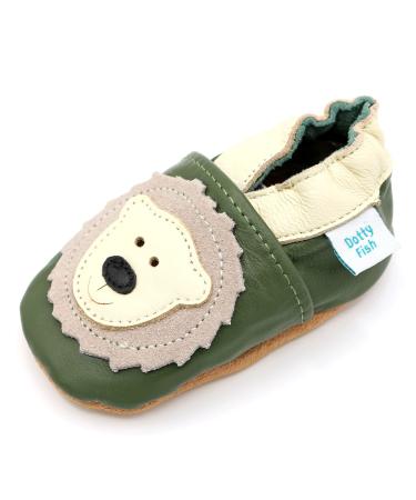 Dotty Fish Soft Leather Baby Shoes for Boys. Toddler Shoes. Non Slip. Animal Designs for Boys and Girls. 0-6 Months - 4-5 Years 6-12 Months Green and Cream Bear - Buy Online on GoSupps.com