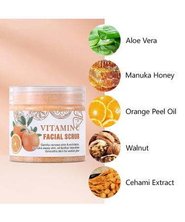 Vitamin C Facial Scrub & Exfoliator for Deep Cleansing & Brightening - 3.25 Oz - Buy Online on GoSupps.com