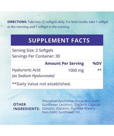 Hyaluronic Acid 1000mg Capsules for Skin & Joint Repair - 60 Count - Men & Women Supplements - Buy Online on GoSupps.com