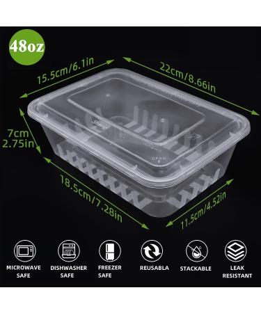 50pk 50oz/1500ml Large Disposable Plastic Food Container with Lid - BPA Free - Reusable for Meal Prep, Charcuterie, and Organize Storage - Buy Online on GoSupps.com