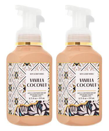 Bath + Body Works Vanilla Coconut Foaming Hand Soap - Set of 2 Vanilla Coconut Scented Gentle Foam Soaps (8.75 oz ea) Beige