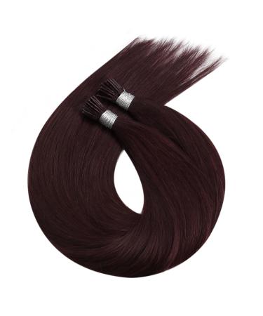 Moresoo 55cm Real Hair Extensions - Keratin Bonding #99J Weinrot - Seidig Invisible I-Tip - 40g Remy Hair Extensions - Buy Online on GoSupps.com
