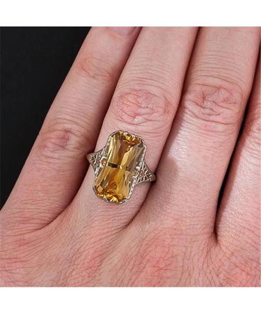 Vsoruln 925 Sterling Silver Square Citrine Ring - 3Ct Zirconia Promise Cocktail Ring for Women (Size 10) - Buy Online on GoSupps.com