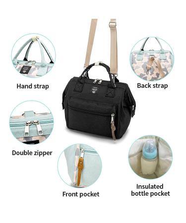 Mini Diaper Bag Backpack & Crossbody Tote with Insulated Pocket - Black - Buy Online on GoSupps.com