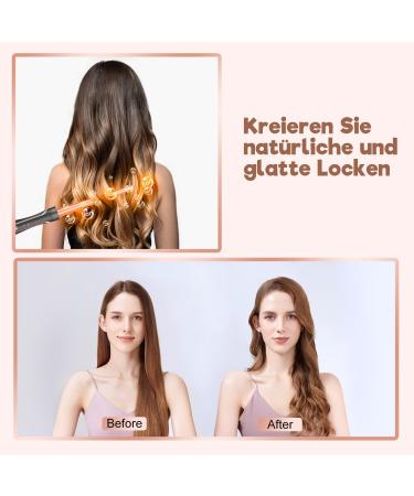 Lockenstab Set 5 in 1 - Versatile Ceramic Curling Iron with Temperature Control & Attachments - Fast Warming & Includes Glove + Clips - Perfect for Large Waves - Pink - Buy Online on GoSupps.com
