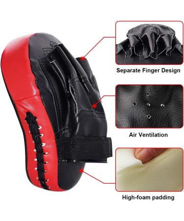 TLBTEK Curved Punching Mitts Boxing Pads for Kids Men & Women - Red - Buy Online on GoSupps.com