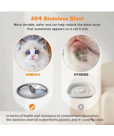 Stainless Steel Cat Water Fountain - SINDOX 88OZ Automatic Pet Drinking Dispenser with 3 Filters - Buy Online on GoSupps.com