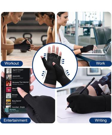 Copper Compression Arthritis Gloves for Men & Women - Cenawin Fingerless Carpal Tunnel Relief Reduces Hand Pain & Swelling | Large Size - Buy Online on GoSupps.com