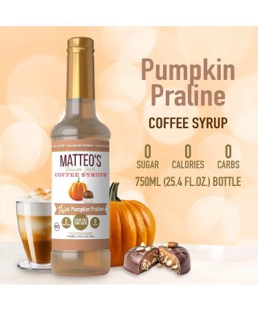 Matteo's Barista Style Sugar-Free Coffee Syrup Pumpkin Praline Flavor Zero Calories and Sugar Keto Friendly Ideal for Lattes Cappuccinos Espresso Americano Indulgent Taste (750mL 6-pack) 750 ml (Pack of 6) - Buy Online on GoSupps.com