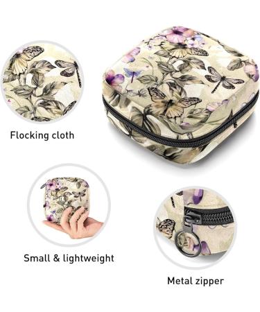 MUOOUM Menstrual Pad Bag - Zippered Women's Binding Bag for Tampons | Blue Dragonfly Pattern - 4.7x6.6x6.6 in (12x17x17 cm) - International Shipping Available - Buy Online on GoSupps.com
