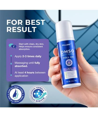 Dr. Luke Pharmaceutical Grade DMSO Roll On 99.9 Pure: Dsmo Pharmaceutical Medical Grade Lotion for Joint & Muscle Relief with Arnica Magnesium Chloride Lavender MSM Menthol & Frankincense - 1 Pack 3 Ounce (Pack of 1) - Buy Online on GoSupps.com
