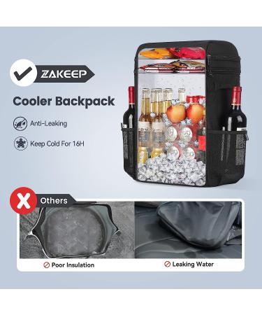 ZAKEEP Cooler Backpack - 36 Can Leakproof Multifunctional Cooler Backpack for Camping & BBQ - Black - Buy Online on GoSupps.com
