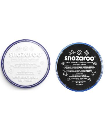 SK INFINITY |Snazaroo Classic Face Paint | Body Paint 18 ml Professional Water Based | Single Cake Makeup Supplies for Adults Kids Halloween Body Painting (BLACK & WHITE)
