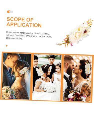 Angoily Bridal Comb Floral Hair Comb French Hair Pin French Combs Rose Hair Accessories Roses Artificial Flowers Floral Hair Headpiece Metal Comb White Cloth Flowers Seaside Resort Wedding - Buy Online on GoSupps.com