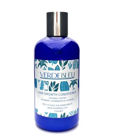 Verdebleu 99% Natural - Hair Growth Conditioner - Castor Rosemary Lavender & Cedarwood 250ml. No Silicone/Parabens pH 5.5 Sensitive Skin. We Donate 5% of Profit to Save the Rainforest.