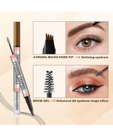 DAGEDA 2-in-1 Eyebrow Pen and Eyebrow Gel Magic Eyebrow Pencil with 4 Fork Tip Waterproof Microblading Eyebrow Pen Brow Gel Long-Lasting Natural Eye Brow Pen For Defining Brows 03 Grey - Buy Online on GoSupps.com