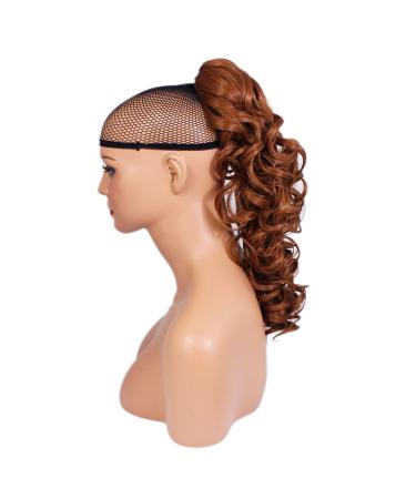 Ponytail Claw Clip - Light Auburn - Curly - 17 Inch - 160g - Heat Resistant Synthetic Hair 17" Curly Light Auburn #30Y