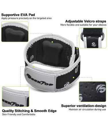 Seektop Tennis Elbow Brace - Relief for Tendonitis & Golfers Elbow Adjustable Support Strap for Men & Women 3D Air Cushion Design Ideal for Sports & Work Injuries - Buy Online on GoSupps.com