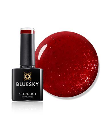 Bluesky Gel Nail Polish Red Glimmer A001 Bright Red Long Lasting Chip Resistant 10 ml (Requires Drying Under UV LED Lamp) Red Glimmer A001 10.00 ml (Pack of 1)