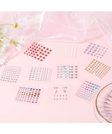 10 Sheets Face Stickers Self-Adhesive Face Diamonds Face Crystal Stick on Rhinestones for Makeup Pearl Stickers for Face Eye Body Nail Festival Party (Assorted Styles) - Buy Online on GoSupps.com