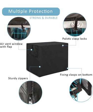 Medibot Double Door Waterproof Dog Crate Cover - 36 inch Black | Indoor/Outdoor Kennel Cover with Air Vent Window for Wire Crates - Buy Online on GoSupps.com