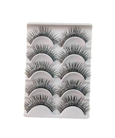 YOXIER Super Soft False Eyelashes Girls 5 Pairs/set Glitter Sequins Dramatic 3d Wispy Curly Fluffy Reusable Women Fake Lashes Stage Performance Party Makeup Black