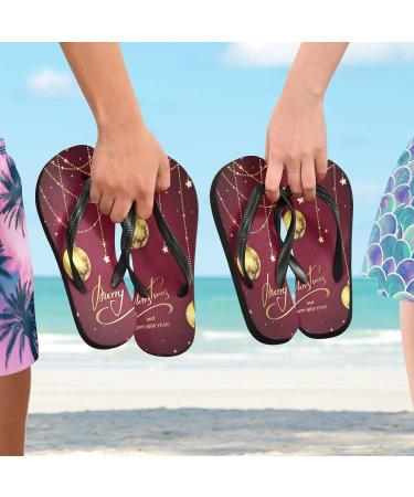 Mnsruu Golden Christmas Ball Flip Flops | Stylish Home Hotel Spa & Travel Footwear for Men & Women - Buy Online on GoSupps.com