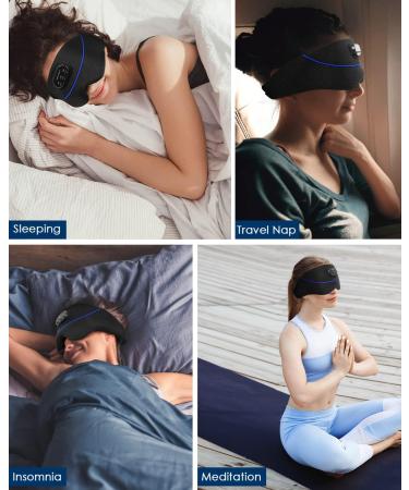 White Noise Sleep Mask Headphones with 34 Nature Sounds | Wireless & Sweat Absorbent Silk Eye Mask for Sleeping | Light Blocking & Timer | Best for Sleeper & Travel | All Black - Buy Online on GoSupps.com