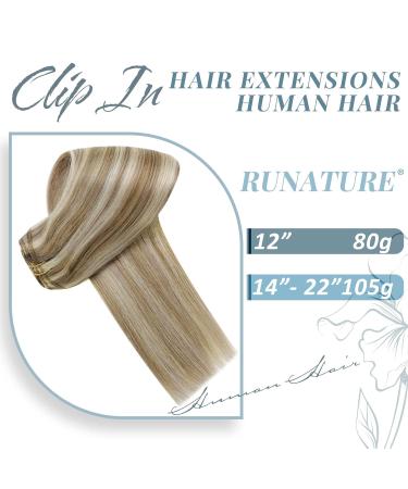 Runature Clip-In Real Hair Extensions - Ash Brown & Platinum Blonde 120g 40cm (16 inch) #8P60 7 Pieces - Buy Online on GoSupps.com