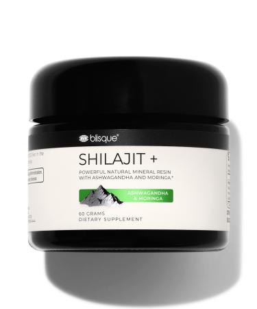 Blisque - Pure Himalayan Organic Shilajit Resin Supplement | with Organic Ashwagandha and Moringa | Authentic and Natural | Golden Grade A | Contains Fulvic Acid and Trace Minerals | 60 Grams