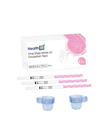HealthAZ 50x LH-Ovulation-Ovulation Test Strips with 50 Urine Cups Early Result Detection Highly Sensitive Home Self-Checking Predictor Kit