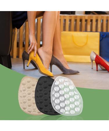 Metatarsal Pads for Women | Non-Slip Forefoot Inserts & Cushion for High Heels | Pain Relief Soft Foot Pads - 3 Pairs (Transparent Light Yellow Black - Buy Online on GoSupps.com