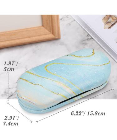 Moko Double-Sided Glasses Case with Mirror - Scratch-Resistant Wearable Holder for Glasses Reading Glasses & Contact Lenses - Marble Light Blue - Buy Online on GoSupps.com