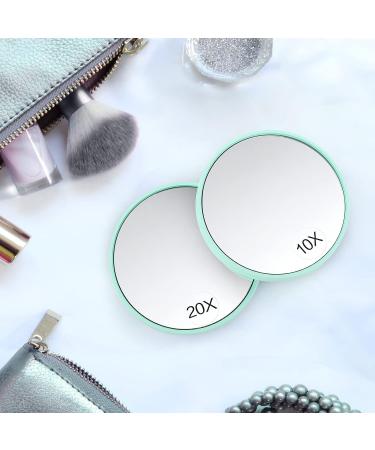 Funtopia 20X/10X Magnifying Mirror and Tweezers Kit - Compact Travel Mirror for Makeup, Eyebrow Tweezing, Blackhead & Blemish Removal - 3.5 Inch Green - Buy Online on GoSupps.com