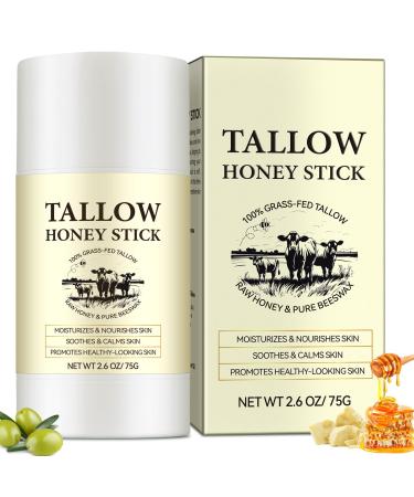 Honey Tallow Balm - 100% Grass-fed Tallow | Beef Tallow Face Cream Rich in Natural vitamins A D E K Omega Fatty Acids | Tallow Honey Balm with Shea Butter&Olive Oil | Beef Tallow Face Cream - 75G