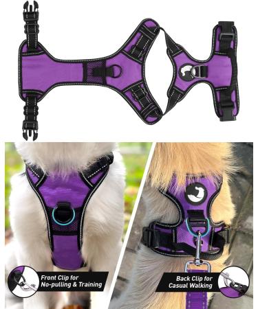 Joytale Large Dog Harness - Reflective Soft Padded Adjustable Breast Harness for Dogs - Breathable Control Handle - Purple (1 Pack) - Buy Online on GoSupps.com